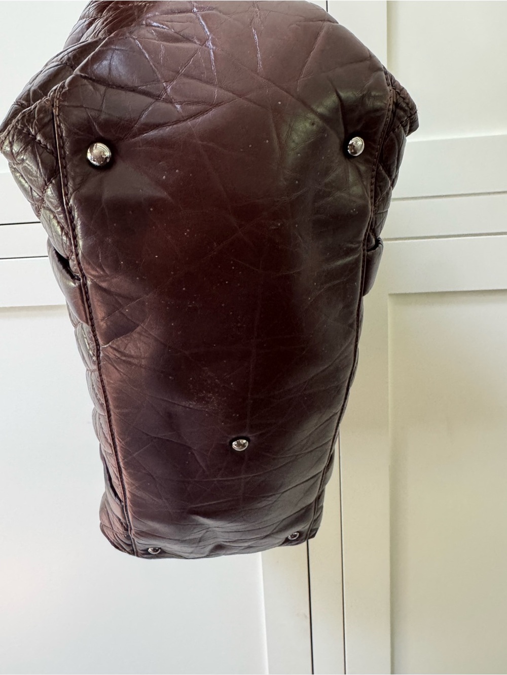 CHANEL Vintage Quilted Leather XL Tote Deep Plum Slouchy Shoulder Bag - Picture 7 of 14